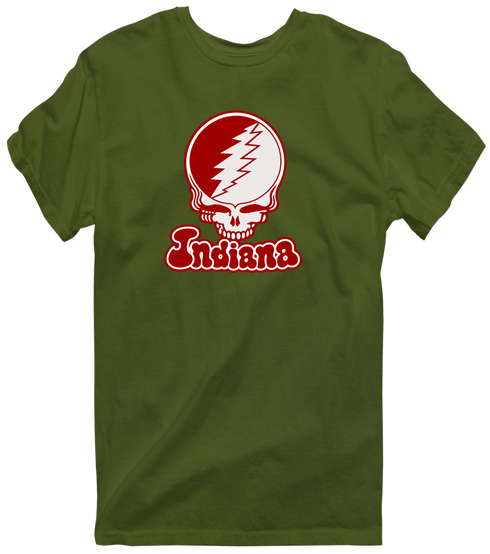 Indiana Stealie Premium Unisex T-Shirt — Design: Indiana University — Military Green
