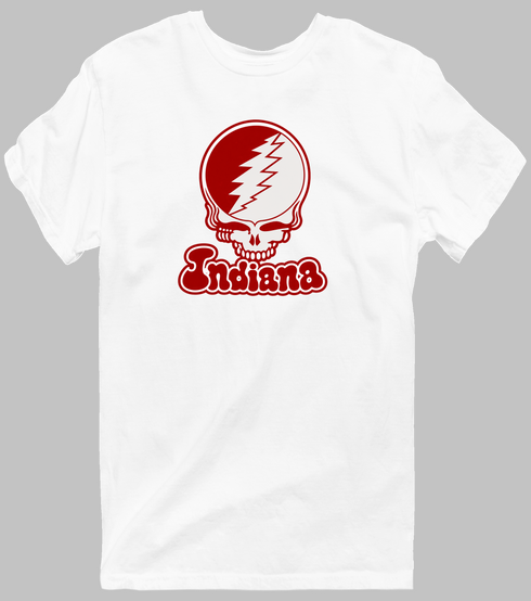 Indiana Stealie Premium Unisex T-Shirt — Design: Indiana University — White