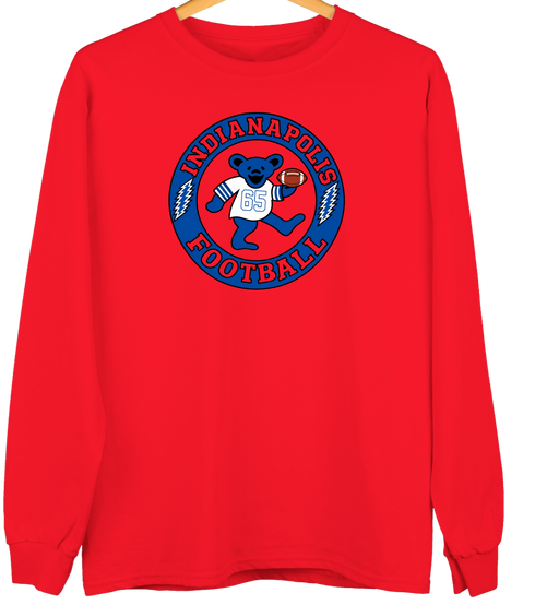 Indianapolis Football Dancing Bear Premium Crewneck — Indianapolis Colts — Red