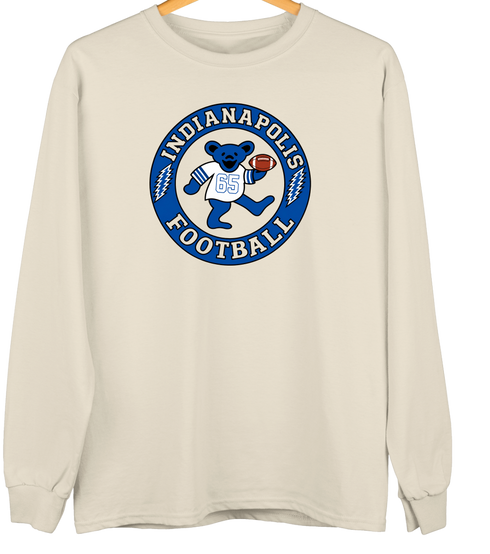 Indianapolis Football Dancing Bear Premium Crewneck — Indianapolis Colts — Sand
