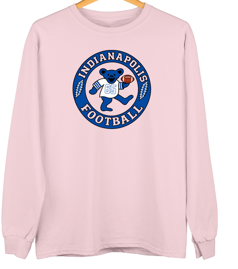Indianapolis Football Dancing Bear Premium Crewneck — Indianapolis Colts — Light Pink