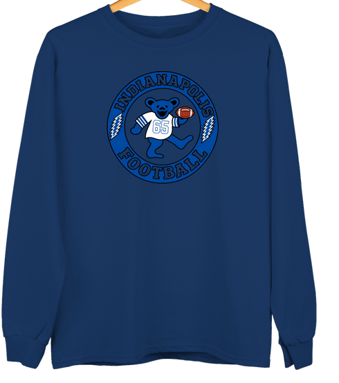 Indianapolis Football Dancing Bear Premium Crewneck — Indianapolis Colts — Navy
