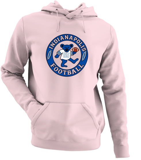 Indianapolis Football Dancing Bear Premium Hoodie — Indianapolis Colts — Light Pink