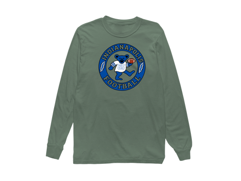 Indianapolis Football Dancing Bear Premium Long-Sleeve — Indianapolis Colts — Light Green