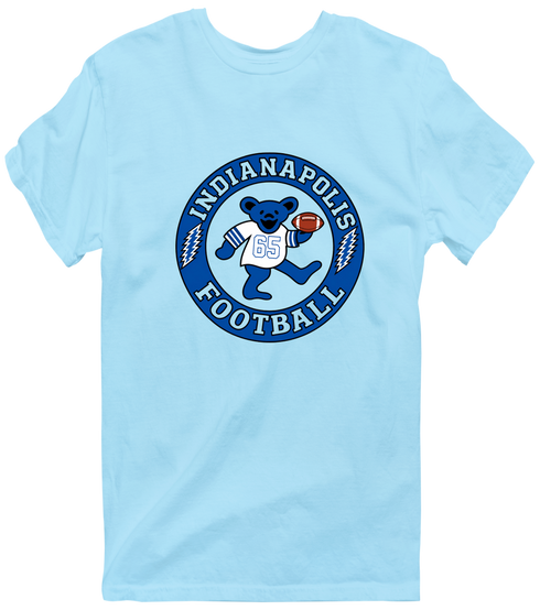 Indianapolis Football Dancing Bear Premium T-Shirt — Indianapolis Colts — Light Blue