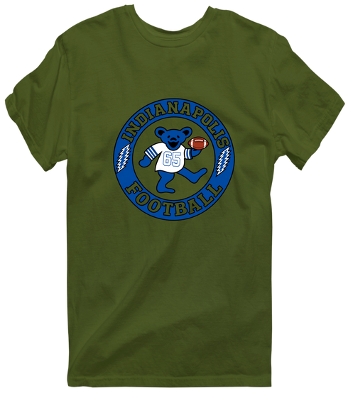 Indianapolis Football Dancing Bear Premium T-Shirt — Indianapolis Colts — Military Green
