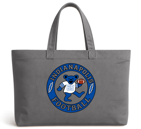 Indianapolis Football Dancing Bear Premium Tote Bag — Indianapolis Colts — Grey