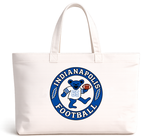 Indianapolis Football Dancing Bear Premium Tote Bag — Indianapolis Colts — White