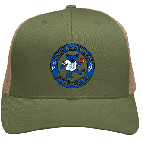 Indianapolis Football Dancing Bear Premium Trucker Cap — Indianapolis Colts — Moss/Khaki
