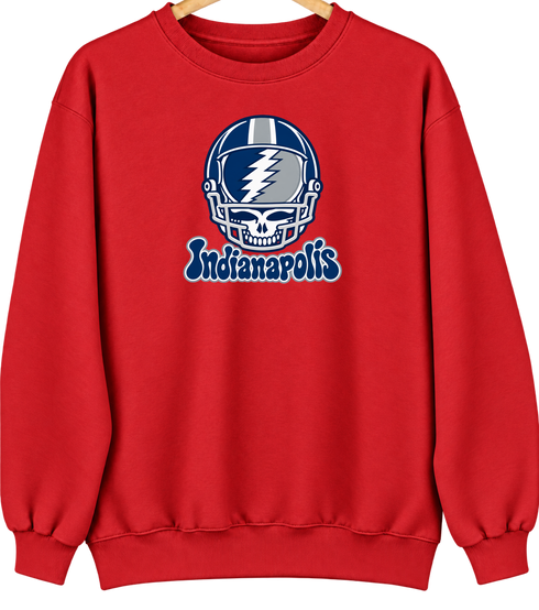 Indianapolis Helmet Stealie Premium Unisex Crewneck — Indianapolis Colts — Red