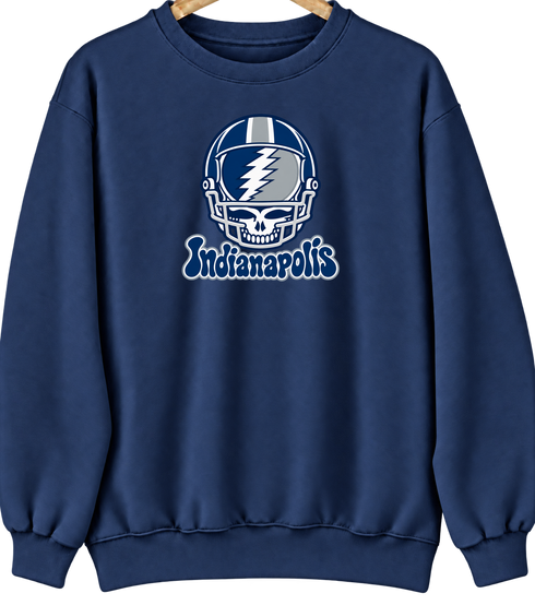 Indianapolis Helmet Stealie Premium Unisex Crewneck — Indianapolis Colts — Navy