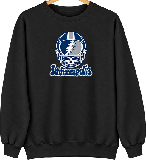 Indianapolis Helmet Stealie Premium Unisex Crewneck — Indianapolis Colts — Black