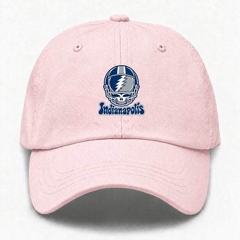 Indianapolis Helmet Stealie Premium Unisex Dad Hat — Indianapolis Colts — Pink