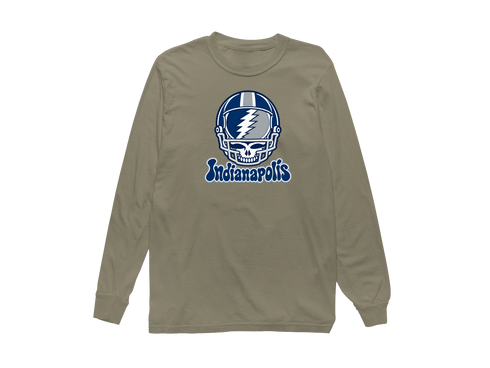 Indianapolis Helmet Stealie Premium Unisex Long-Sleeve — Indianapolis Colts — Sandstone