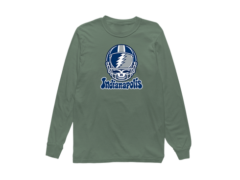 Indianapolis Helmet Stealie Premium Unisex Long-Sleeve — Indianapolis Colts — Light Green