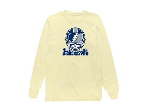 Indianapolis Helmet Stealie Premium Unisex Long-Sleeve — Indianapolis Colts — Butter
