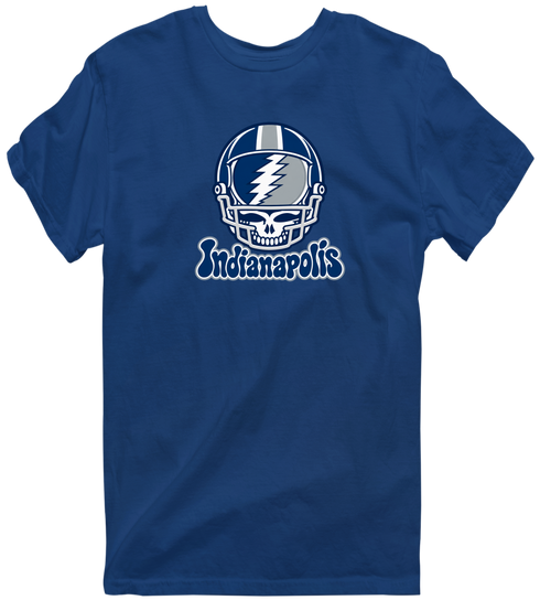 Indianapolis Helmet Stealie Premium Unisex T-Shirt — Indianapolis Colts — Navy