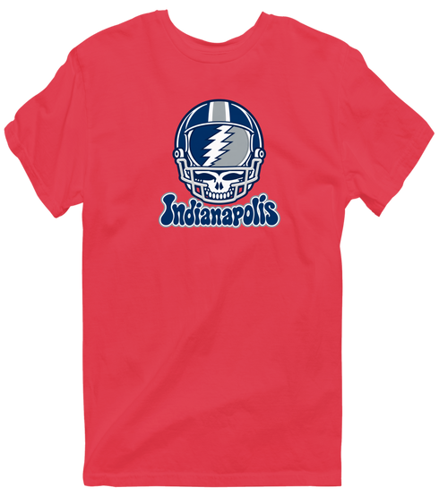 Indianapolis Helmet Stealie Premium Unisex T-Shirt — Indianapolis Colts — Heather Red