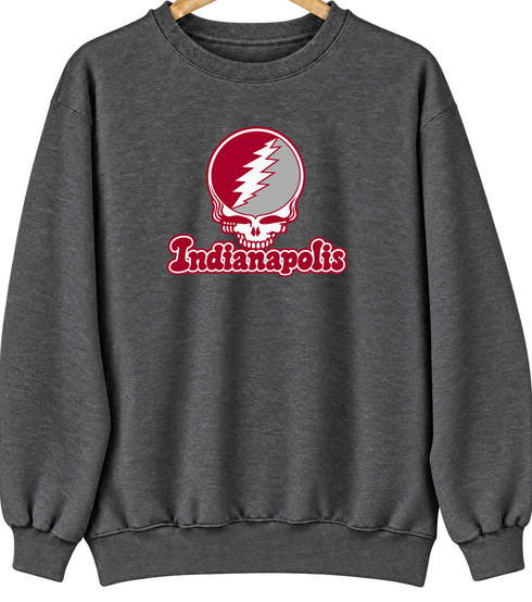 Indianapolis Stealie Premium Unisex Crewneck — Design: Indianapolis University of — Dark Heather