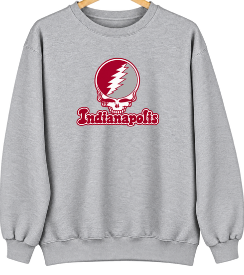 Indianapolis Stealie Premium Unisex Crewneck — Design: Indianapolis University of — Sport Grey