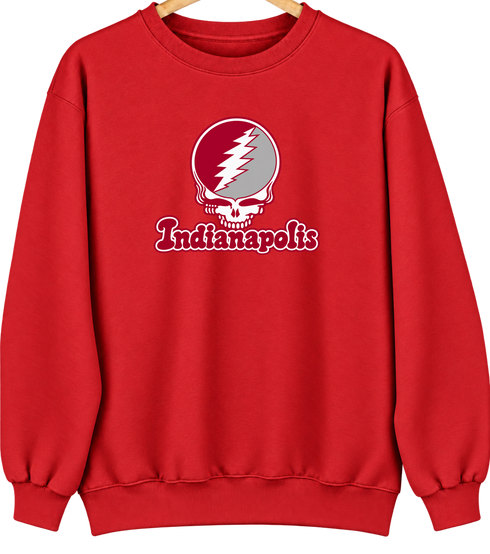 Indianapolis Stealie Premium Unisex Crewneck — Design: Indianapolis University of — Red