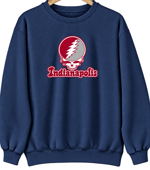 Indianapolis Stealie Premium Unisex Crewneck — Design: Indianapolis University of — Navy