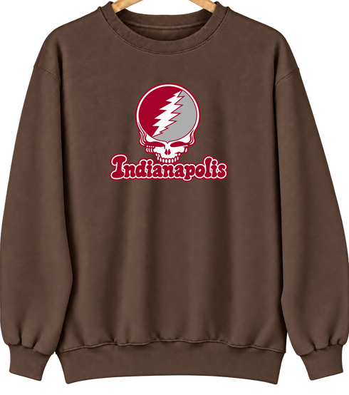 Indianapolis Stealie Premium Unisex Crewneck — Design: Indianapolis University of — Brown
