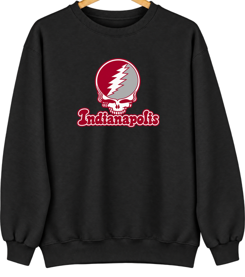 Indianapolis Stealie Premium Unisex Crewneck — Design: Indianapolis University of — Black