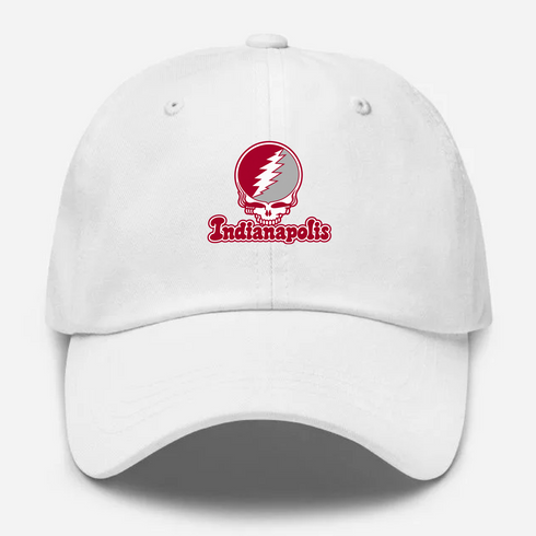 Indianapolis Stealie Premium Unisex Dad Hat — Design: Indianapolis University of — White