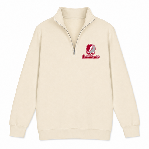 Indianapolis Stealie Premium Unisex Quarter-Zip — Design: Indianapolis University of — Sand