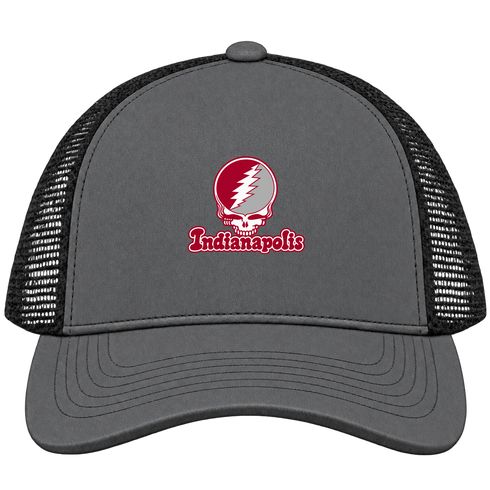 Indianapolis Stealie Premium Unisex Trucker Cap — Design: Indianapolis University of — Charcoal/Black