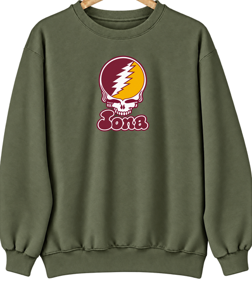 Iona Stealie Premium Unisex Crewneck — Design: Iona University — Military Green