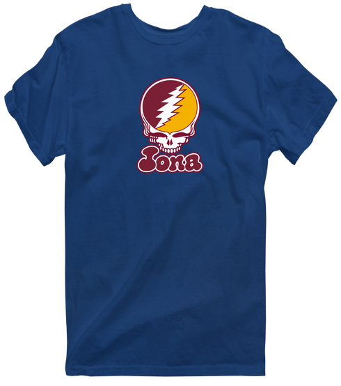 Iona Stealie Premium Unisex T-Shirt — Design: Iona University — Navy