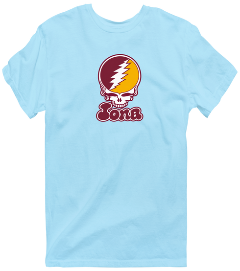Iona Stealie Premium Unisex T-Shirt — Design: Iona University — Light Blue