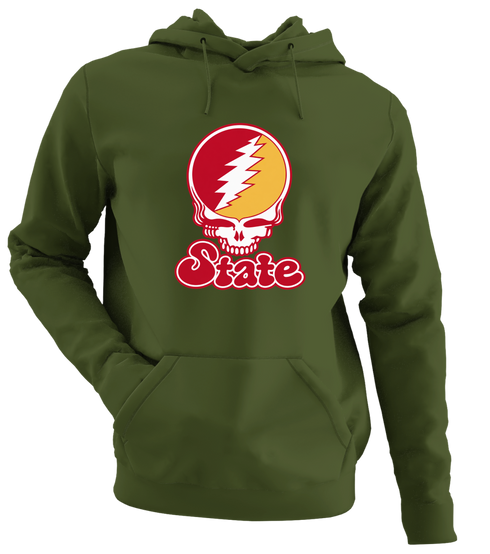 Iowa Stealie Premium Unisex Hoodie — Design: Iowa State University — Military Green