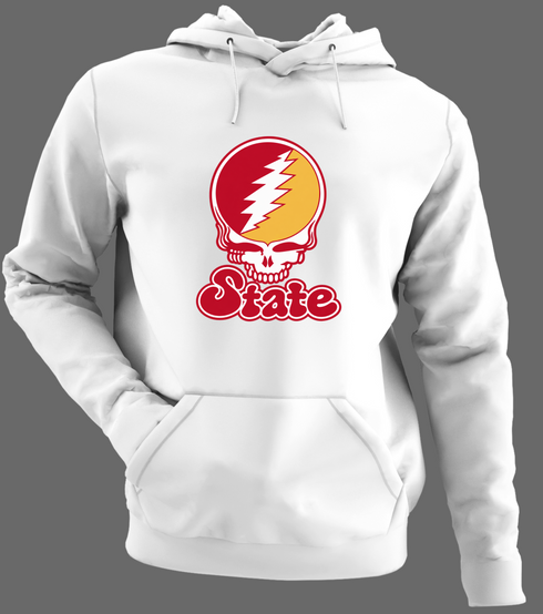 Iowa Stealie Premium Unisex Hoodie — Design: Iowa State University — White/Grey