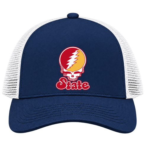 Iowa Stealie Premium Unisex Trucker Cap — Design: Iowa State University — Navy/White