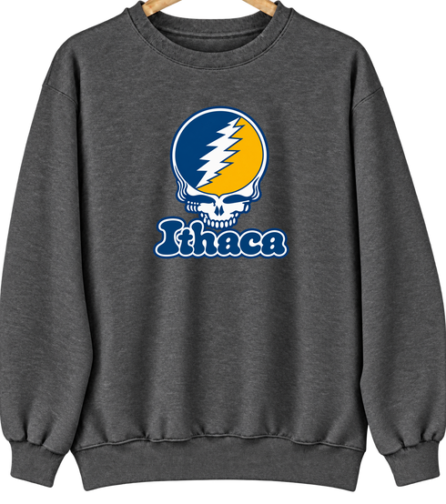 Ithaca Stealie Premium Unisex Crewneck — Design: Ithaca College — Dark Heather