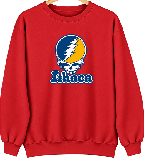 Ithaca Stealie Premium Unisex Crewneck — Design: Ithaca College — Red