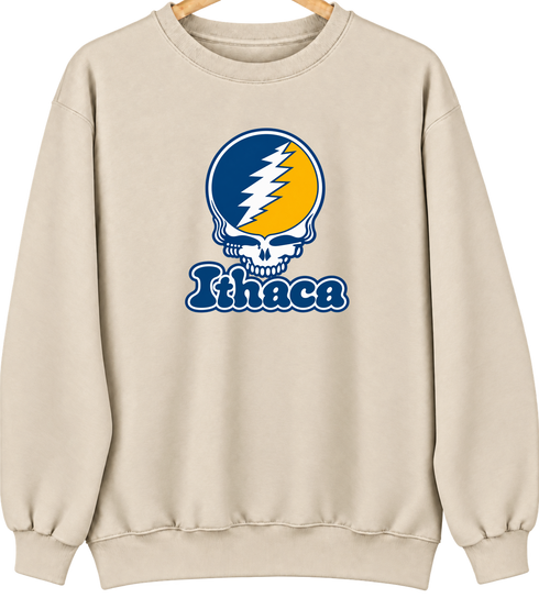 Ithaca Stealie Premium Unisex Crewneck — Design: Ithaca College — Sand