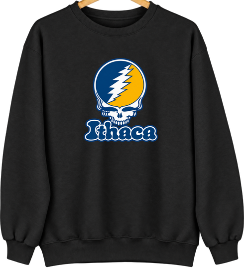 Ithaca Stealie Premium Unisex Crewneck — Design: Ithaca College — Black