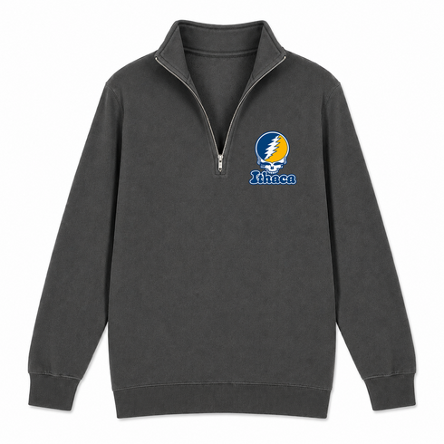 Ithaca Stealie Premium Unisex Quarter-Zip — Design: Ithaca College — Charcoal