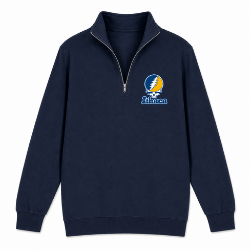 Ithaca Stealie Premium Unisex Quarter-Zip — Design: Ithaca College — Navy