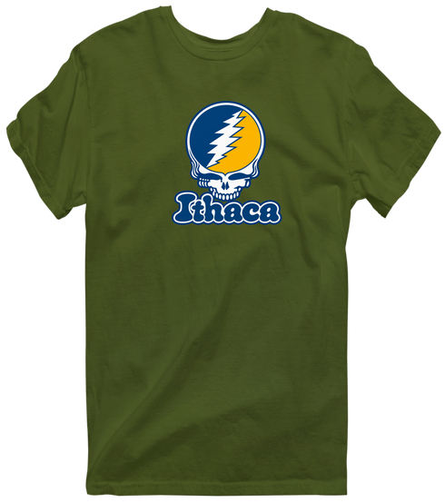 Ithaca Stealie Premium Unisex T-Shirt — Design: Ithaca College — Military Green