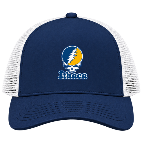 Ithaca Stealie Premium Unisex Trucker Cap — Design: Ithaca College — Navy/White