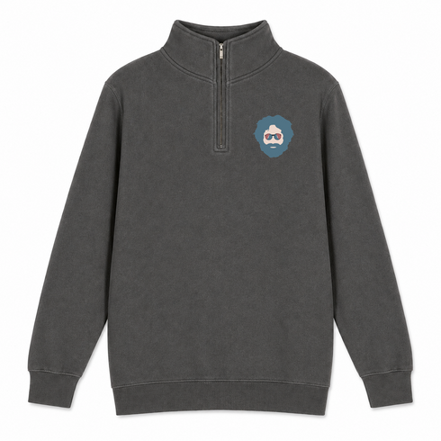 Jerry - Life is dead.® - Premium Grateful Dead Quarter-Zip Pullover - Charcoal - 5