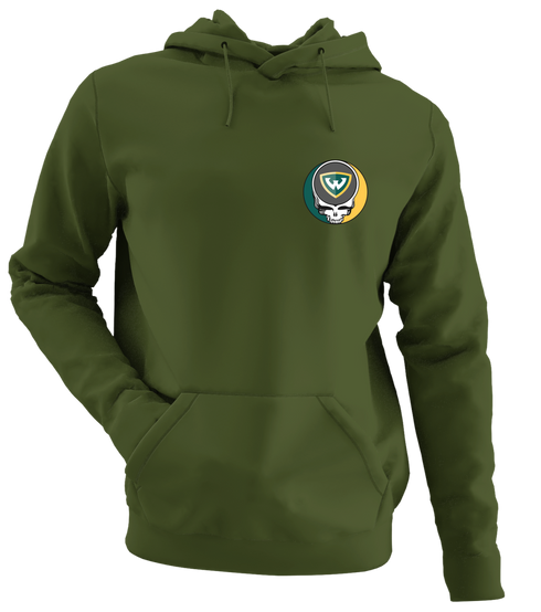 Wayne State University - Premium Grateful Dead Left Chest Hoodie - Military Green - 7
