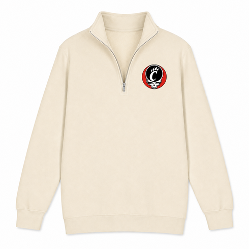 University of Cincinnati - Premium Grateful Dead Quarter-Zip Pullover - Sand - 2