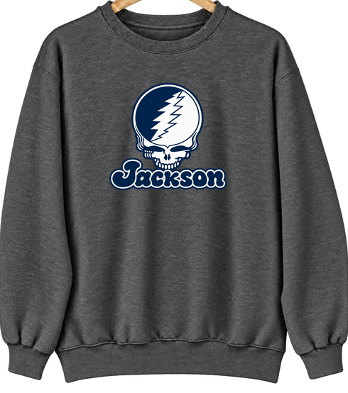 Jackson Stealie Premium Unisex Crewneck — Design: Jackson State University — Dark Heather