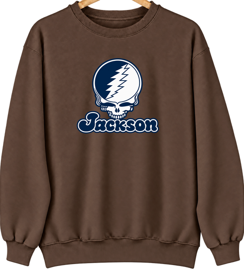 Jackson Stealie Premium Unisex Crewneck — Design: Jackson State University — Brown